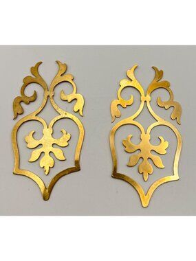 Vintage MMA Metropolitan Museum Of Art Brass Scroll Bookmarks Matching Pair 3"